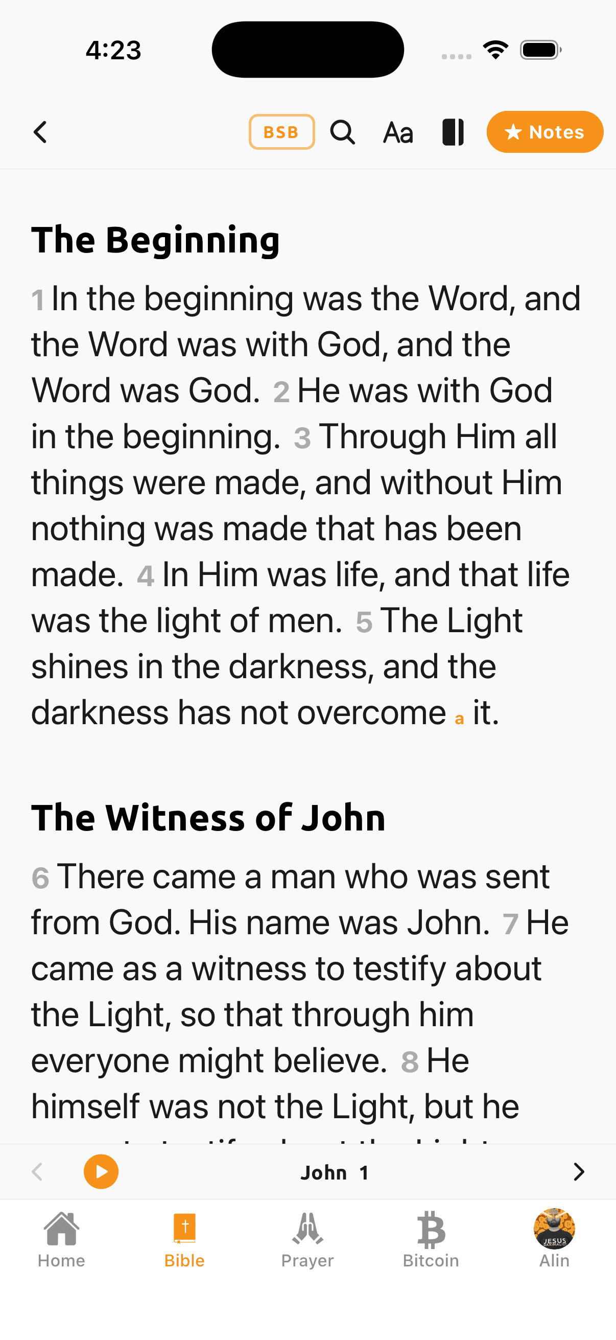 Reading Scripture in the Orange Bible app