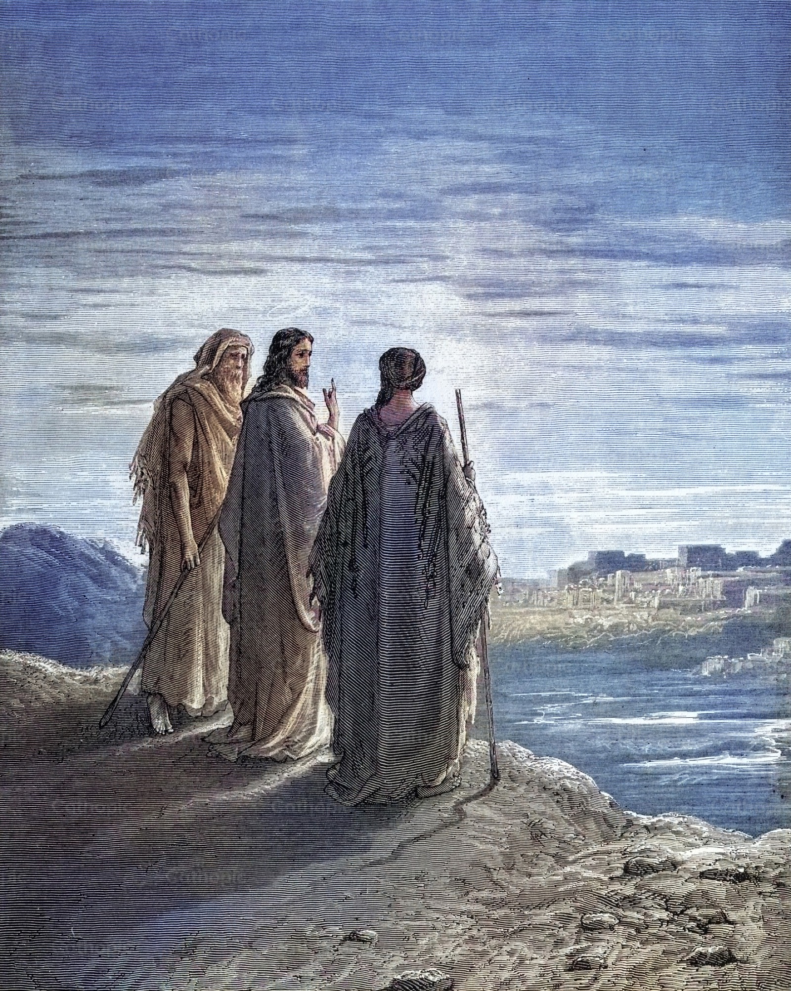 The Road to Emmaus by Gustave Doré — the risen Christ walking with two disciples